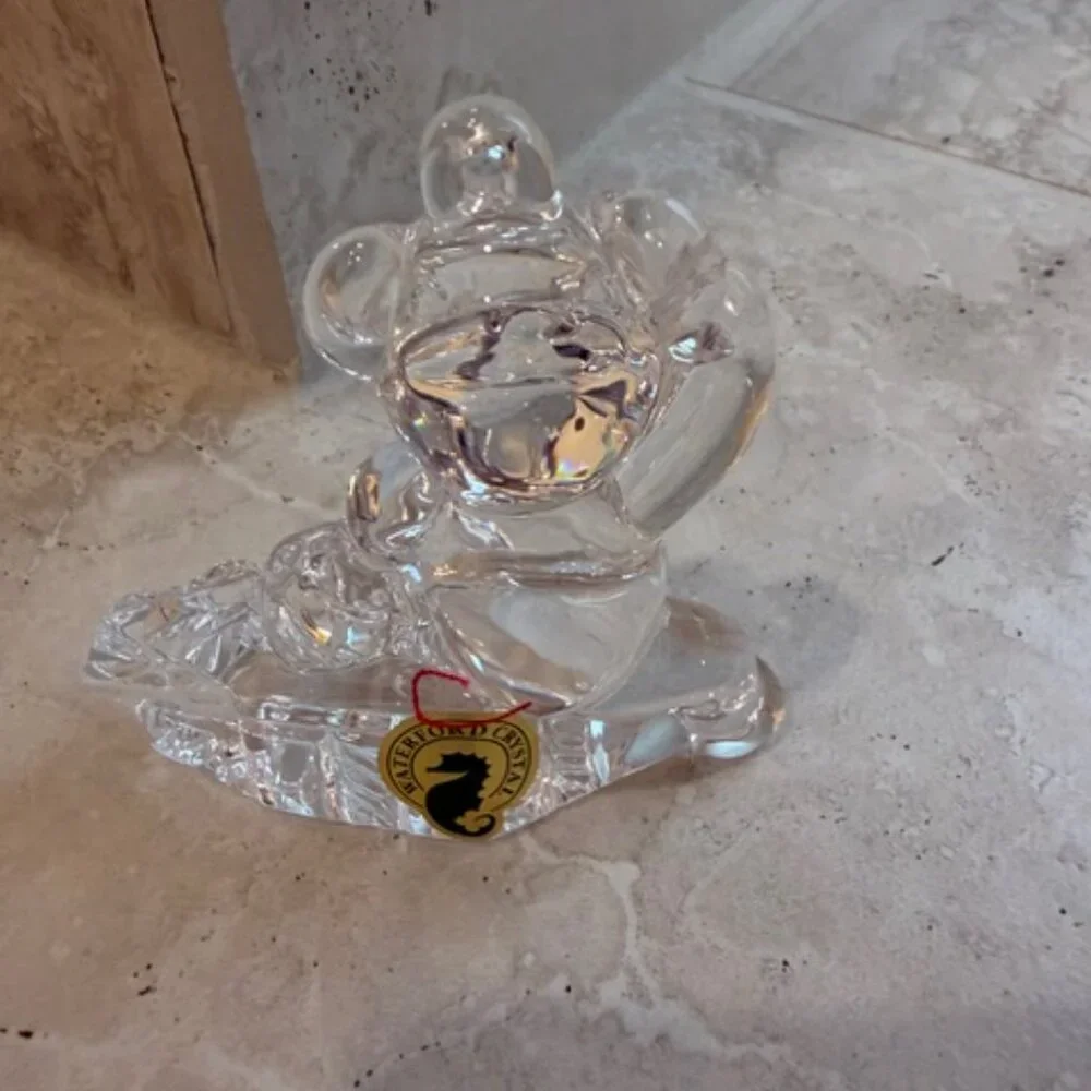 NIB 2011 Waterford Lead Crystal Christmas Teddy Bear Ornament W/Enhancer Germany